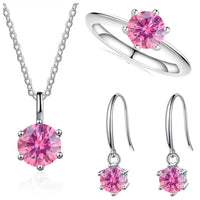 2.5ct Solitaire Moissanite 925 Sterling Silver Necklace Earrings Ring Set
