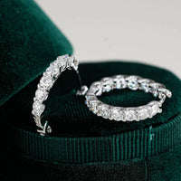 2.6Ct D Color Moissanite 925 Sterling Silver White Gold Plated Hoop Earrings For Women Wedding