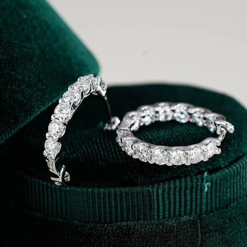 2.6Ct D Color Moissanite 925 Sterling Silver White Gold Plated Hoop Earrings For Women Wedding