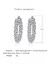 2.6Ct D Color Moissanite 925 Sterling Silver White Gold Plated Hoop Earrings For Women Wedding