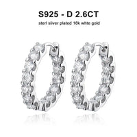 2.6Ct D Color Moissanite 925 Sterling Silver White Gold Plated Hoop Earrings For Women Wedding