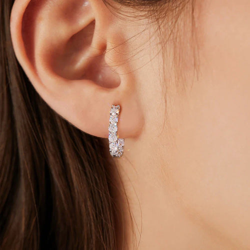 2.6ct D Moissanite Hoop Earrings Wedding 925 Sterling Silver White Gold Plated