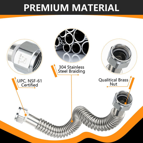 10 Pcs 1" FIP x 1" FIP x 18" SS Corrugated Hose