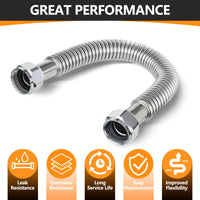 3/4" FIP x 3/4" FIP x 12" SS Corrugated Hose