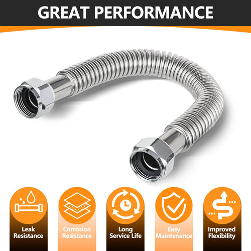 1" FIP x 1" FIP x 24" SS Corrugated Hose