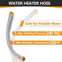 3/4" Push fit x 3/4" FIP, 24" Flexible Water Heater Connector Hose
