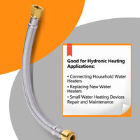 3/4" Push fit x 3/4" FIP, 18" Flexible Water Heater Connector Hose