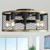 20 Inch Metallic Ceiling Fan with Light Flush Mount and Remote
