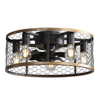 20 Inch Metallic Ceiling Fan with Light Flush Mount and Remote