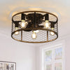 20 Inch Metallic Ceiling Fan with Light Flush Mount and Remote