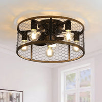 20 Inch Metallic Ceiling Fan with Light Flush Mount and Remote