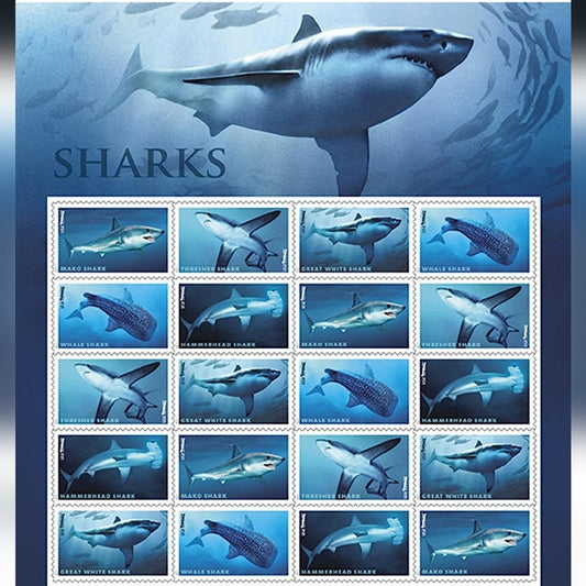 2017 Sharks Forever Postage Stamps — 20 or 100
