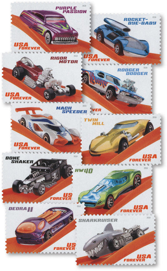2018 Hot Wheels Forever Postage Stamps — 20 or 100