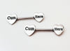'Cum Here' Pierced Nipple Barbells 14G Sexy Nipple Rings Jewelry