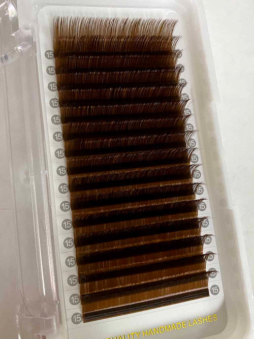 Caramel Brown Color Lash Extensions 16 Lines