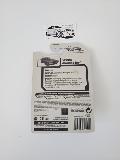 2008 Hot Wheels '70 Dodge Challenger Hemi #93 Red