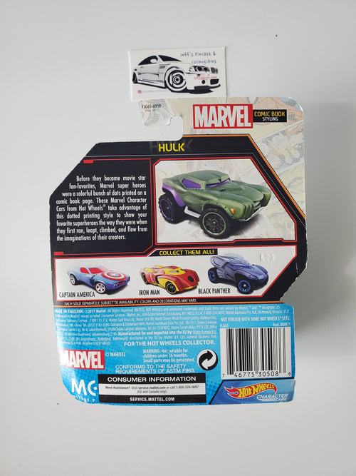 2017 Hot Wheels Character Cars Hulk Comic Book Styling
