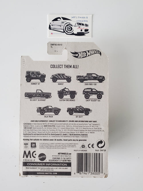 2017 Hot Wheels Camouflage Series Chevy Blazer 4x4
