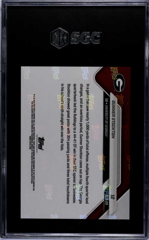 Graded 2025 Topps Bowman U Now Gunner Stockton #12 Gold Foil /50 Rookie RC Football Card SGC 10 Gem Mint