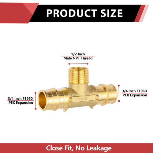 PEX A Expansion 3/4" PEX x 3/4" PEX x 1/2" Male Threaded F1960Tee (Lead Free) Plumbingsell