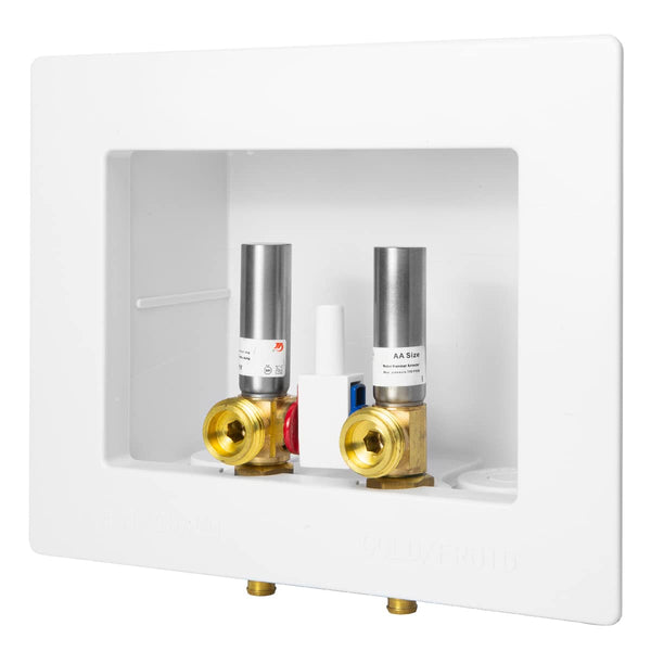 1/2" PEX Expansion (F1960) Inlet, Washing Machine Outlet Box, Single Control Valve, with SS Hammer Arrestor Plumbingsell