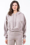American Bazi Letter Graphic Long Sleeve Drawstring Cropped Hoodie