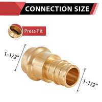 1-1/2" Copper Press x 1-1/2" PEX Expansion Brass Adapter (Lead Free)