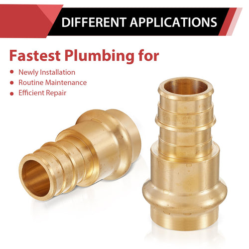 1-1/2" Copper Press x 1-1/2" PEX Expansion Brass Adapter (Lead Free)