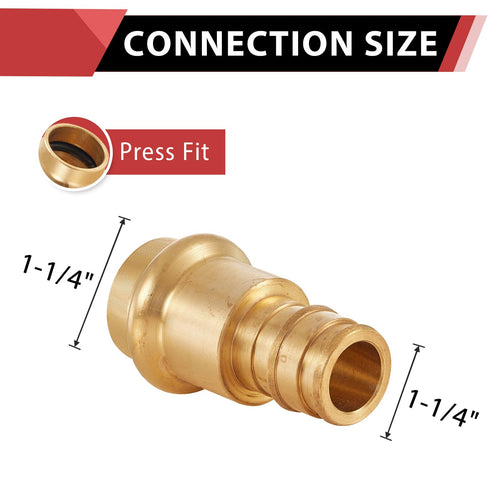 1-1/4" Copper Press x 1-1/4" PEX Expansion Brass Adapter (Lead Free)