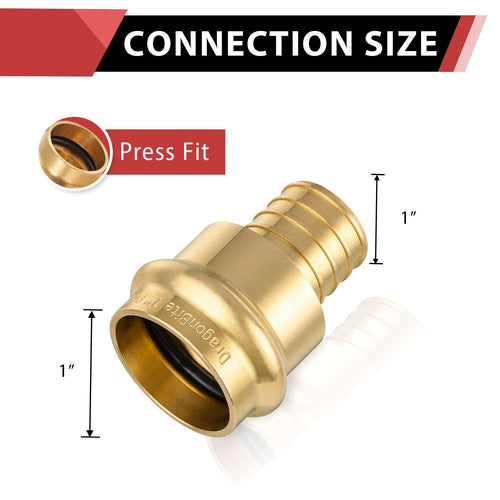 1" Copper Press x 1" PEX Crimp Brass Adapter (Lead Free)