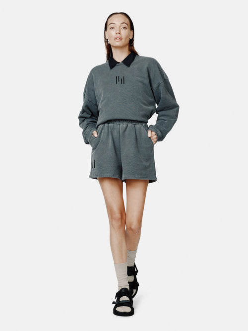 Oversized French Terry Crew - Black