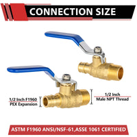 1/2" PEX-A Expansion X 1/2" MNPT Ball Valve, Blue (Lead Free) Plumbingsell