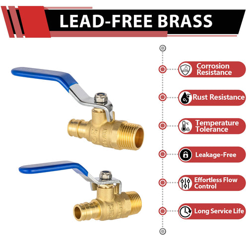 1/2" PEX-A Expansion X 1/2" MNPT Ball Valve, Blue (Lead Free) Plumbingsell