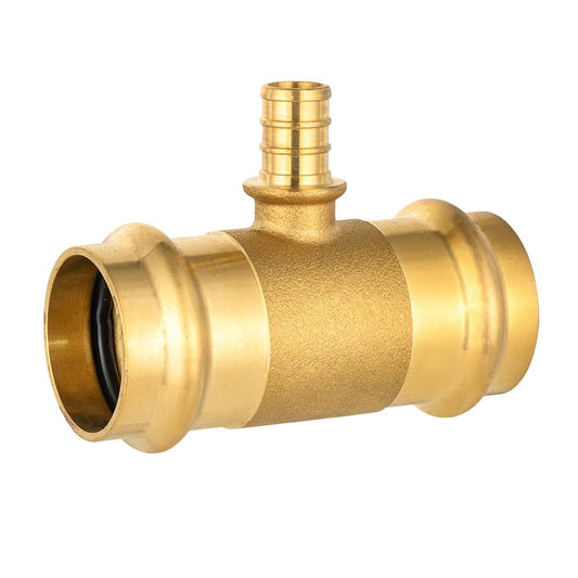 1" x 1" x 3/4" Copper Pressx Copper Press x PEX Crimp Brass Tee (Lead Free)