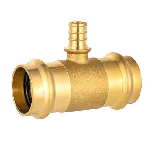 1" x 1" x 1/2" Copper Press x Copper Pressx PEX Crimp Brass Tee (Lead Free)