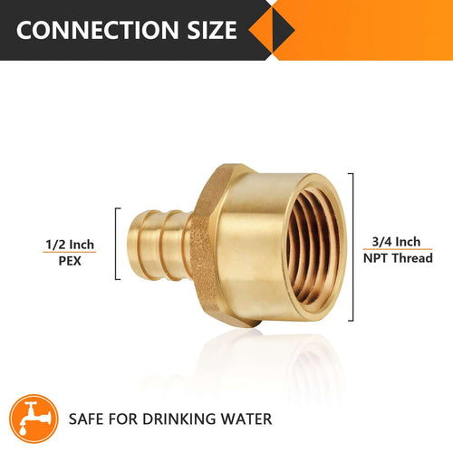 PEX-B Crimp 1/2" PEX x 3/4" Female Threaded Adapter (Lead Free) Plumbingsell