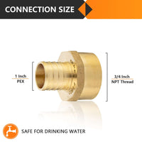 30 Pcs PEX-B Crimp 1" PEX x 3/4" Female Threaded Adapter (Lead Free)