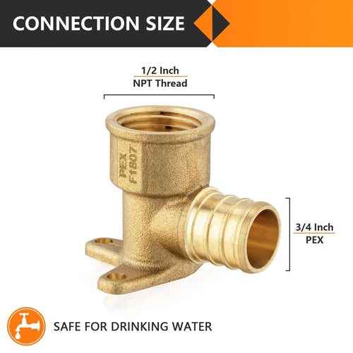 30 Pcs PEX-B Crimp 3/4" PEX x 1/2" Drop Ear Elbow (Lead Free)