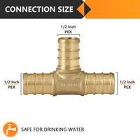PEX-B Crimp 1/2" PEX x 1/2" PEX x 1/2" PEX Tee (Lead Free) Plumbingsell