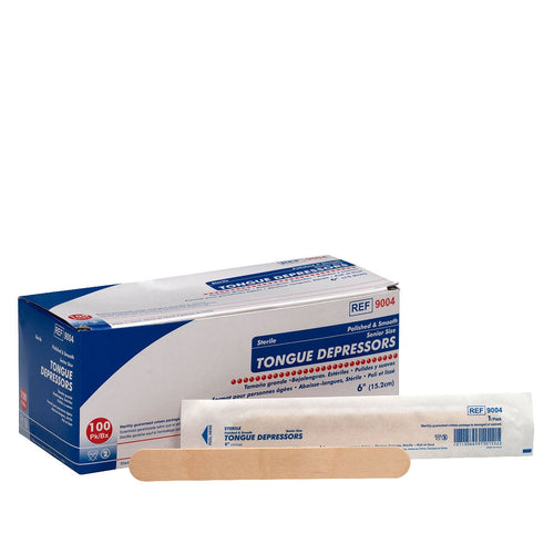 Unimed Midwest Sterile Tongue Depressors, 6", 100 Per Box