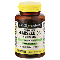 Mason Natural® Flaxseed Oil 1000 mg – Plant-Based Omega Support (Softgels)
