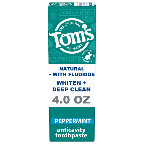 Tom's of Maine® Natural Whiten + Deep Clean Whitening Peppermint Toothpaste, 4 oz