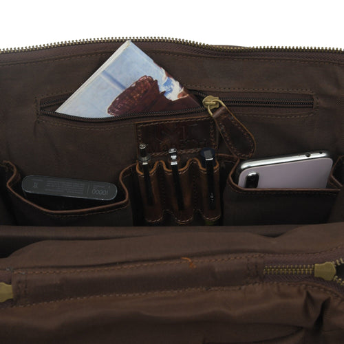 Alpha Brown Buffalo Leather Travel Backpack