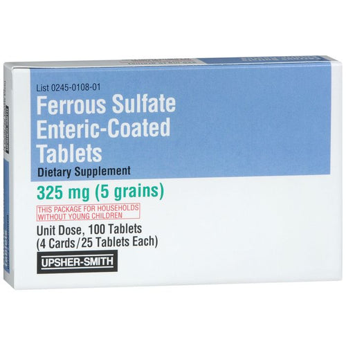Upsher-Smith Ferrous Sulfate, Enteric Coated Tablets, 325mg - 100 Tablets