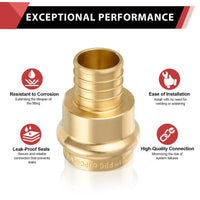 2" Copper Press x 2" PEX Crimp Brass Adapter (Lead Free)