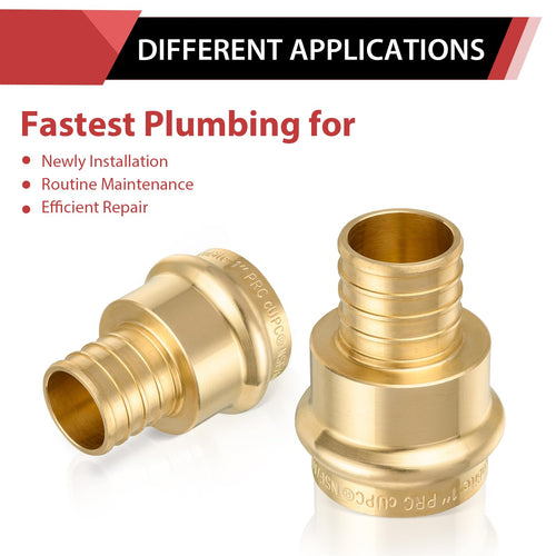 2" Copper Press x 2" PEX Crimp Brass Adapter (Lead Free)