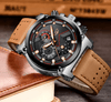 Men's Waterproof Modern Watch With Leather Belts, Stainless Steel Case Excellent Look Perfect Gift