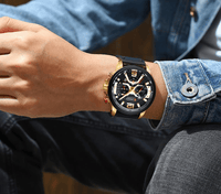 Men's Sports Waterproof Watch With Leather Belts, Chronometers And Large Numbers Details Luxury Watches Unique Design Excellent Gift