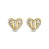 14K Yellow Gold Plated .925 Sterling Silver 1/2 Cttw Round and Baguette Diamond Composite Heart Shaped Stud Earring (I-J Color, SI2-I1 Clarity)