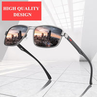 Business Luxury Brand NEW Fashion Polarized Elegant Sunglasses for Men Wuth UV400 Polarized Square Metal Frame Sunglasses